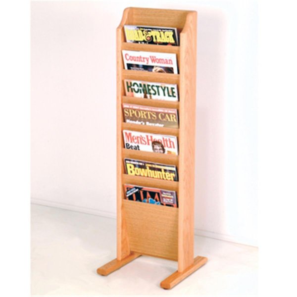 Wooden Mallet Cascade Free Standing 7 Pocket Magazine Rack in Light Oak WO599439
